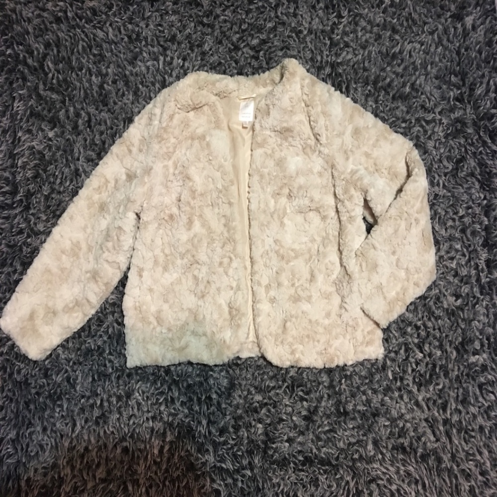 Lauren Conrad Champagne Faux Fur Jacket, Size OX, Like New!